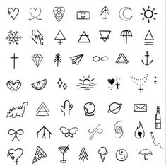 the different types of tattoos are shown in black and white