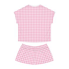 Gingham check pajama shirt and shorts. - 100% polyester base, 100% cotton collar - Relaxed fit - Sewn-in label S M L XL 2XL Top length, in 24.40 24.80 25.30 25.90 26.50 Top width, in 19.85 21.05 22.20 23.40 24.60 Bottom length, in 11.00 11.40 11.80 12.20 12.60 Waist, in 15.75 16.30 16.89 17.48 18.07 Hips, in 20.08 21.02 22.05 23.43 25.08 Gingham Cotton Sleepwear For Sleepover, Plaid Cotton Sleepwear Sets, Plaid Cotton Loungewear Sets, Plaid Cotton Sleepwear For Sleepover, Plaid Cotton Sleep Sets, Cotton Gingham Loungewear Sets, Gingham Cotton Loungewear Sets, Gingham Cotton Sleepwear For Bedtime, Gingham Cotton Shorts For Daywear