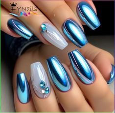 Taking care of your hair, skin, and nails can help you look and feel your best. Beauty news and reviews including skincare, fragrance, makeup Den Curtains, Vanessa Nails, Blue Nail Design, Casket Nails, Toenail Art, Elegant Touch Nails, Holographic Blue, Chrome Nails Designs