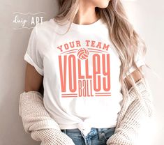 a woman wearing a t - shirt that says your team volley ball