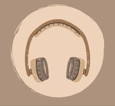 the headphones are sitting on top of each other in front of a white circle