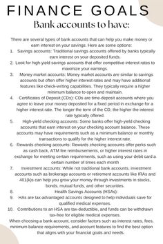 the financial goal sheet for bank accounts to have on hand is shown in black and white