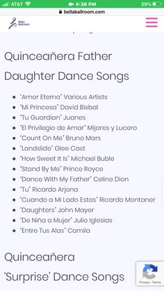 the app for quincecera father daughter dance songs