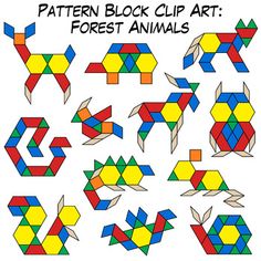 the pattern block clip art forest animals is made up of different shapes and sizes, including an