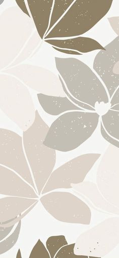 an abstract floral wallpaper with leaves in shades of grey and beige on a white background