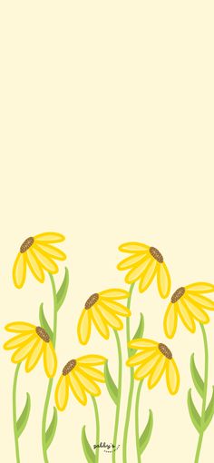 three yellow flowers with green stems against a beige background