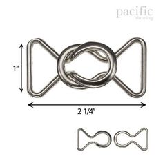 an image of a metal buckle with two loops on each side and one loop in the middle