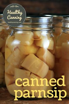 canned parsnips in jars with the title healthy canning can be found here