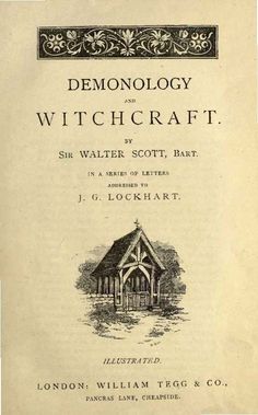 an old book with black and white illustrations on the front cover, titled demonology and witchcraft