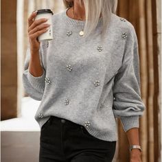 New Rhinestone Gray Detailed Sweater Long Sleeve Round Neck Pullover Armpit To Armpit 22.45” S,4,M,6 Length 21.7” 100% Acrylic Keywords: Holidays Season Winter Summer Spring Fall Luxury Chanel Christmas Ladies Woman’s Wear Winter All Season Shirts & Blouses Jersey Tops Party Day Going Out Shirts White Accessories Dress Style Cocktail Sleeves Cardigan Pair With Sweater Preppy Sexy Hot Boho Trendy Vogue Posh Sassy Girly Date Night Elegant Dressy Fashionable Chic Tomboy Simple Bold Fun Classy Offic Crossover Sweater, Floral Print Sweater, Classy Office, Sweater Preppy, Jersey Tops, Going Out Shirts, Pullover Outfit, White Accessories, Lace Sweater