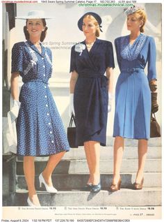 1945 Sears Spring Summer Catalog, Page 17 - Catalogs & Wishbooks 1940s Fashion Women Outfits, 1940 Fashion Women, 1945 Fashion, Ladies Day Outfits, 1940s Party, Vintage 40s Dress, Fav Outfit