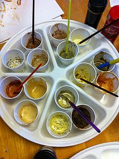 there are many different sauces in the tray