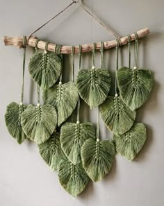 a group of green leaves hanging on a wall