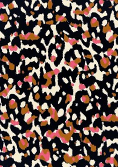 an animal print pattern with pink and brown spots on black background, which is very similar to the leopard print