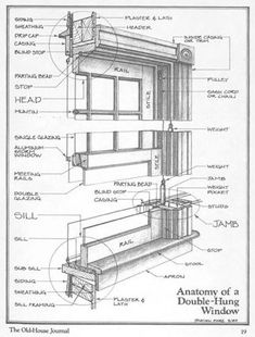 an architectural drawing showing the details of a window and how it is built into the wall