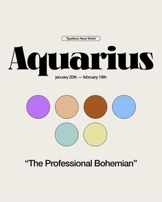 the poster for aquarius's upcoming album, featuring four different colors and font