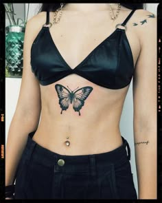 Butterfly Tattoo Inspiration Tattoo Under Chest, Abdomen Tattoo, Make Tattoos, Butterfly Tattoo Stencil, Stomach Tattoos Women, 4 Tattoo, Chest Piece Tattoos, Stomach Tattoos, Inspiration Tattoo