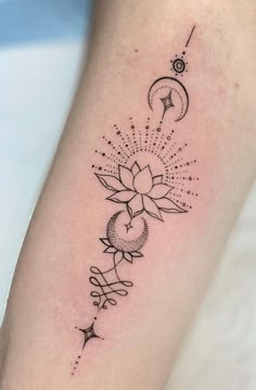 a woman's arm with a tattoo design on it