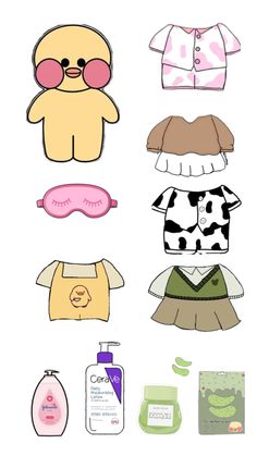 paper doll clothes with sunglasses and bodysuits on them, including an animal mask