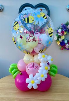 a bunch of balloons sitting on top of a table