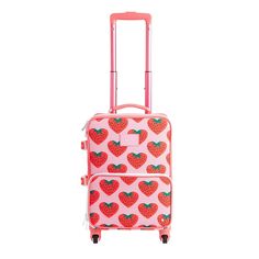 Mini Logan Suitcase Strawberries | NINI and LOLI Pink Travel Bag With Luggage Sleeve, Portable Pink Rectangular Luggage, Pink Rectangular Travel Accessories For Weekend Trips, Rectangular Pink Travel Accessories For Weekend Trips, Pink Portable Travel Bag, Portable Pink Travel Bag, Rectangular Pink Travel Case, Portable Pink Travel Accessories, Pink Rectangular Luggage For Travel