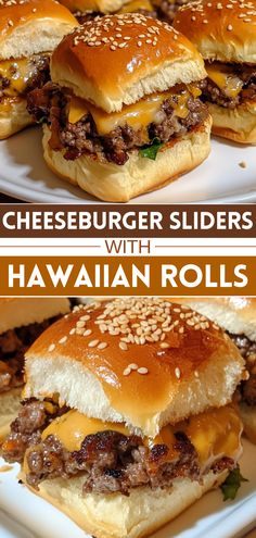 Cheeseburger Sliders with Hawaiian Rolls Cheeseburger Sliders Hawaiian Rolls, Sliders With Hawaiian Rolls, Oven Burgers, Easy Dinner Desserts, Hawaiian Roll Sliders, Brunch Appetizers, Hawaiian Roll, Cheeseburger Sliders, Homemade Stuffing