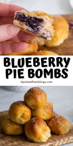 Prepare to be blown away by the explosion of flavors in our Blueberry Pie Bombs! This easy dessert idea is a delightful treat that will satisfy your sweet tooth in no time. With just 4 simple ingredients, including canned biscuits and luscious blueberry pie filling, these bombs are a breeze to make. Experience the perfect balance of flaky biscuit and burst of juicy blueberry goodness in every bite. Get ready for a quick and easy dessert that will impress your family and friends! Blueberry Bites Recipe, Blueberry Pie Filling Recipes, Blueberry Bites, Easy Dessert Idea, Fruit Pie Filling, Canned Blueberries, Pie Filling Recipes, Blueberry Pie Filling, Flaky Biscuits