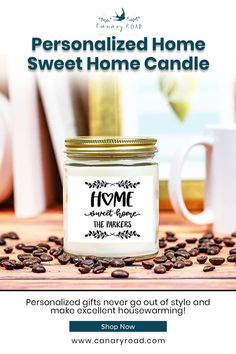 Personalized Home Sweet Home Candle Home Candle Light Dinner, Personalized Office Gifts, Thoughtful Gifts For Him, Personalized Housewarming Gifts, Unique Gifts For Men, Candle Light Dinner, Light Dinner, Candle Light