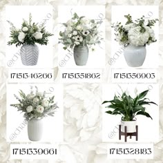 four different vases with flowers in them