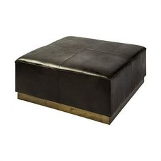 Black Leather Ottoman with Metal Base offers a wide variety of choices, in the tens-of-thousands and growing, in furniture, lighting and home decor products at extremely competitive pricing. With this Black Leather Ottoman with Metal Base you can add some sophistication and design to your home. This ottoman has a solid metal base in a square shape with a dull gold finish on top of it. On top of this metal base there is a leather covered top which hangs over the base a little bit. This black leather top has a slightly tufted design on it in a quadrant pattern. This ottoman has a very minimal design and a neutral colorway which makes it perfect for any room in your home, no matter what interior style or colors you already have. Place this ottoman in your living room or your study room and it Black Leather Ottoman, Black Leather Top, Square Ottoman, Upholstered Ottoman, Leather Ottoman, Laid Back Style, Top Grain Leather, Square Shape, Leather Wraps