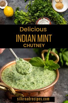 Delicious Indian Mint Chutney is an amazing recipe. Chutneys are a very popular condiment in India and other Asian countries. Depending on personal preference and the ingredients used, the consistency can be creamy or slightly chunky. They have a bright flavor from the use of fresh herbs, and many of them are full of healthy nutrients, too.To clear up any possible confusion, the definition of a chutney can differ depending on where you’re from. An English chutney is typically made with fruit. Indian Mint Sauce, Mint Chutney Recipe, Indian Chutney Recipes, Condiment Recipes