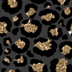 an animal print with gold glitters on it's black and gray background,