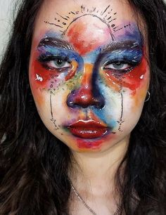 Self Expression Makeup, Makeup Ideas Creative Inspiration, Abstract Art Makeup, Sfx Face Paint, Creative Makeup Looks Full Face, Insane Makeup Looks, Crazy Makeup Looks Creative Full Face, Unique Makeup Ideas Creative, Weirdcore Makeup