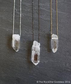 Raw Quartz crystal on a custom length chain and your choice of: gunmetal, gold filled or sterling silver chain. These are Raw Quartz crystals and will have natural imperfections. Quartz is the most abundant mineral in the world and is known as the master healing crystal amplifying stability and healing. Quartz also provides clarity and positivity. Each crystal is made by mother nature and will have natural flaws. Your one-of-a-kind necklace will arrive in a gift box, and on a hang tag noting ... Meaningful Necklaces, Raw Quartz Necklace, Meaningful Necklace, Dream Catcher Necklace, Dainty Diamond Necklace, Raw Quartz Crystal, Raw Crystal Jewelry, Aqua Aura, Raw Crystal Necklace