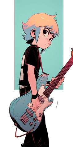 a drawing of a person with an electric guitar