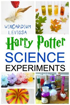 harry potter science experiments for kids with text overlay that says,'harry potter science experiments '