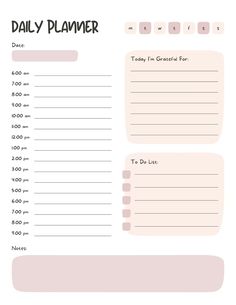 the daily planner is shown in pink and white with black writing on it's side