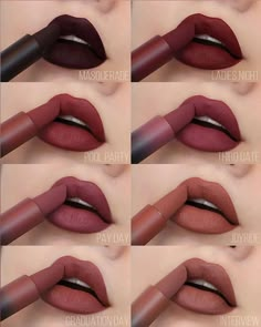 Gala Make Up, Huda Beauty Lipstick, Trendy Lipstick, Maquillage Yeux Cut Crease, Mac Lipstick Shades, Matte Lipstick Shades, Maquillage On Fleek, Lip Shades, Lipstick Kit