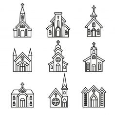 church icon set in thin line style