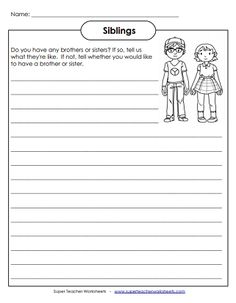 the worksheet for reading and writing about siblings