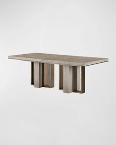 the table is made out of wood and has two square sections on each side, with one section missing