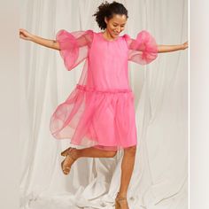 Cynthia Rowley Tent Dress Pink Keyhole Accent Long Sleeve With Crew Neck Button Closure At Back Designer Fit: Dresses By Cynthia Rowley Typically Fit True To Size. Pristine Condition! New With Tags! Pink Sheer Dress, Long Sleeve Pink Dress, Tulle Long Dress, Pink Long Sleeve Dress, Pink Stuff, Tent Dress, Pink Tulle, Clothing Inspiration, Effortless Elegance