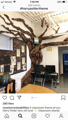 an image of a classroom with a tree on the wall