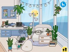 the room is filled with plants and potted plants