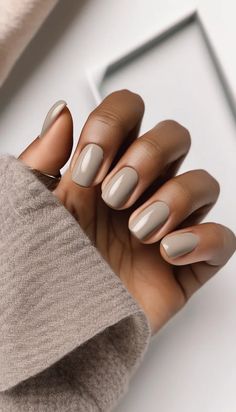 A soft cashmere-inspired neutral nail color for a chic and cozy fall vibe. #CashmereNails #FallNeutrals Beige Nails Square, Neutral Fall Nail Colors, Neutral Nail Colors, Taupe Nails, Neutral Nail Color, Neutral Nail, Fall Neutrals, Fall Manicure, Beige Nails