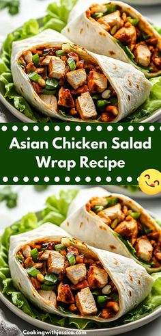 This Asian Chicken Salad Wrap combines tender chicken, fresh vegetables, and a flavorful dressing, all wrapped in a tortilla. It's a light, nutritious meal perfect for lunch or a quick snack.