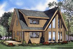 this is an artist's rendering of these log cabin house plans for small homes