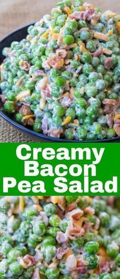 this creamy bacon pea salad is loaded with peas and ham