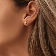 Elevate your everyday style with these 14K Real Solid Gold Cross Stud Earrings, a perfect blend of faith and fashion. Designed with a minimalist aesthetic, these delicate earrings feature a simple yet elegant cross symbol, making them a timeless accessory for any occasion. Crafted from solid 14K gold, these earrings offer both durability and a subtle shine, ensuring they remain a cherished piece in your jewelry collection. Whether you're wearing them as a daily reminder of your faith or gifting them for a special religious occasion, these dainty gold cross earrings are a beautiful way to express your spirituality. Ideal for baptisms, confirmations, or simply as a thoughtful gift, they provide a touch of elegance and meaning to any outfit. Features: ●Material: 14K Real Solid Yellow, Rose, a Cross Stud Earrings, Cross Symbol, Cross Earrings Studs, Faith Jewelry, Jewelry Dainty, Christian Jewelry, Earrings Minimalist, Cross Earrings, Timeless Accessories