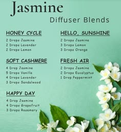 Jasmine Eo Blends, Jasmine Oil Diffuser Blends, Flower Essential Oil Blends, Jasmine Diffuser Blend, Gardenia Essential Oil Blends, Jasmine Essential Oil Blends, Jasmine Oil Blends, Jasmine Color, Diy Perfumes